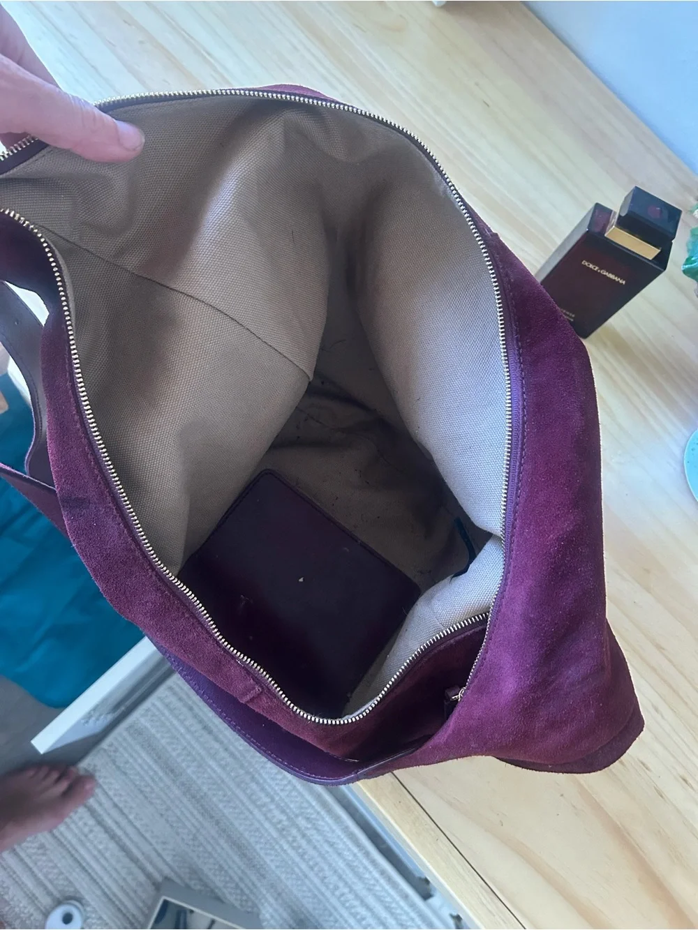 Madewell Suede Crescent Shoulder Bag in Plum
